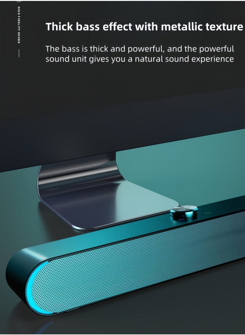 nihao - New Wired Computer Speaker SoundBar Stereo Subwoofer Powerful Music Player Bass Surround Sound Box , with Lighting Effects , Wired Connection ( 3.5MM Audio Interface ) - Image 1