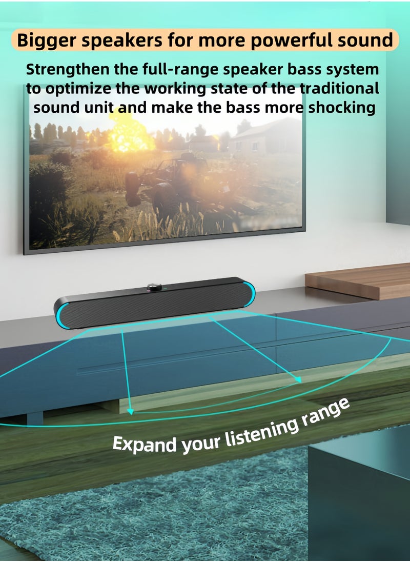 nihao - New Wired Computer Speaker SoundBar Stereo Subwoofer Powerful Music Player Bass Surround Sound Box , with Lighting Effects , Wired Connection ( 3.5MM Audio Interface ) - Image 1