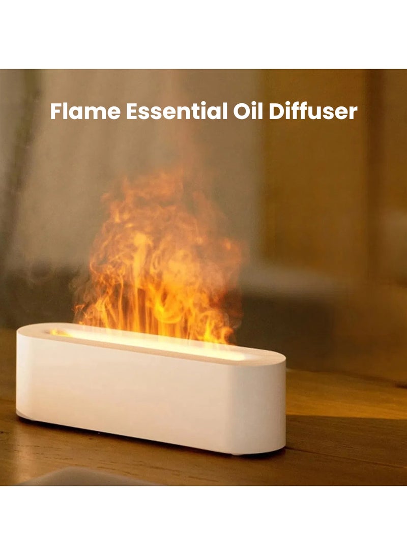 بيوينتي موزع روائح الزيوت العطرية، موزع روائح علاجية لهب النار، مرطب رذاذ بارد بالموجات فوق الصوتية سعة 150 مل، موزع روائح عطرية مع ضوء 7 ألوان، ومؤقت وإيقاف تلقائي للمنزل والغرفة (أبيض) - Image 1