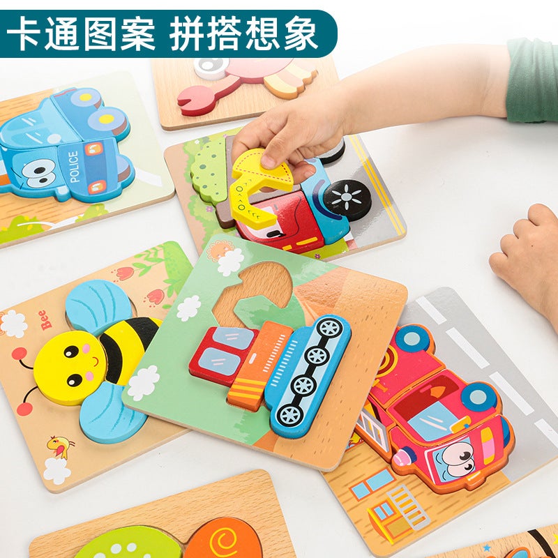 Wood Toys Animal Stereo Puzzle Puzzle Thickeneded Wooden Educational Toys For Young Kidsren 1-2-3 Years Old - Image 5