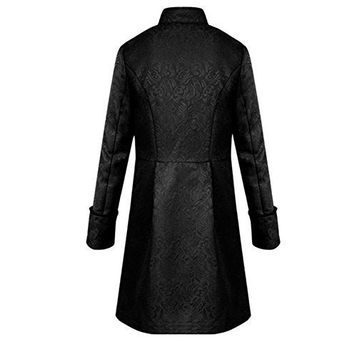 H&ZY Men Steampunk Vintage Jacket Halloween Costume Retro Gothic Victorian Frock Coat Uniform Black - Image 2