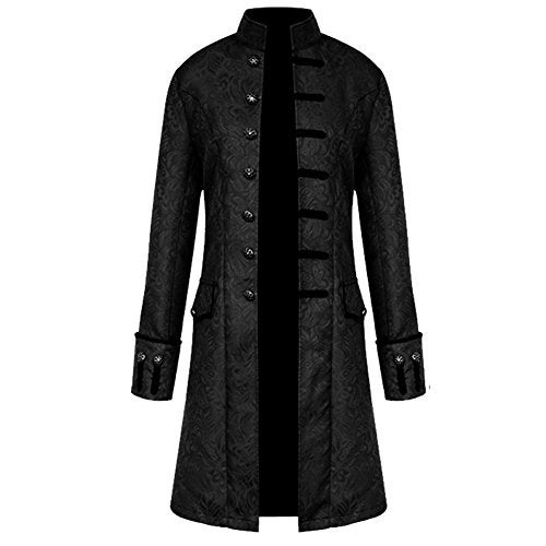 H&ZY Men Steampunk Vintage Jacket Halloween Costume Retro Gothic Victorian Frock Coat Uniform Black - Image 1