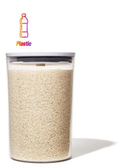 OXO Good Grips Round POP Container - Large (5.2 Qt) for flour, sugar, cereal and more | Airtight Food Storage | BPA Free | Dishwasher Safe | Clear Body,White