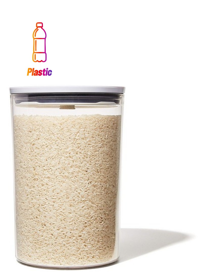 OXO - OXO Good Grips Round POP Container - Large (5.2 Qt) for flour, sugar, cereal and more | Airtight Food Storage | BPA Free | Dishwasher Safe | Clear Body,White - Image 1