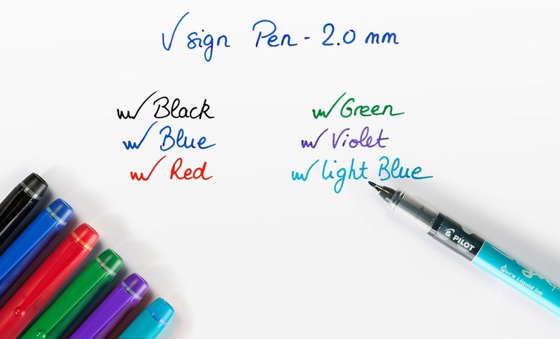 PILOT 2.0 mm V-Sign Pen Liquid Ink Tip - Black/Blue/Red/Green (Pack of 4) - Image 5
