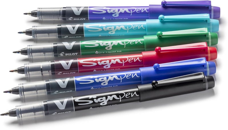 PILOT 2.0 mm V-Sign Pen Liquid Ink Tip - Black/Blue/Red/Green (Pack of 4) - Image 4