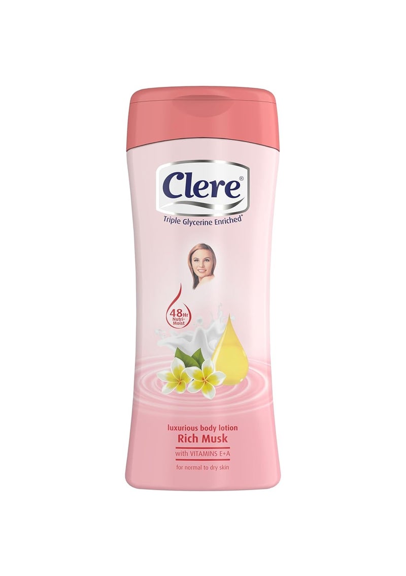 CLERE Hand and Body Lotion Luxurious Rich Musk With Glycerine and Vitamin E  A 400 ml Pack of 1