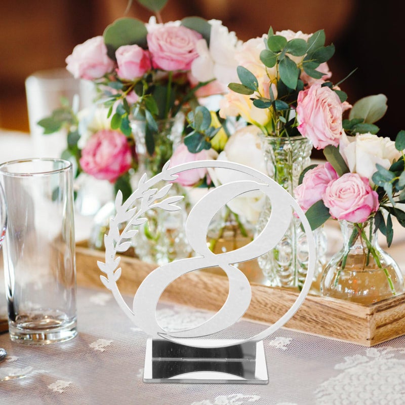 Silver Table Number Signs 15pcs Elegant Design for Wedding Reception Banquet Event Decoration - Image 3