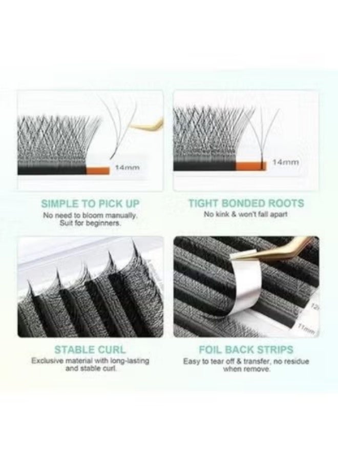 NAGARAKU Eyelash Extensions Cluster, 3D Lashes Extension, C Curl 7-15mm DIY Cluster Lashes, Mix Matte Black Natural Faux Mink 16 Rows - Image 4