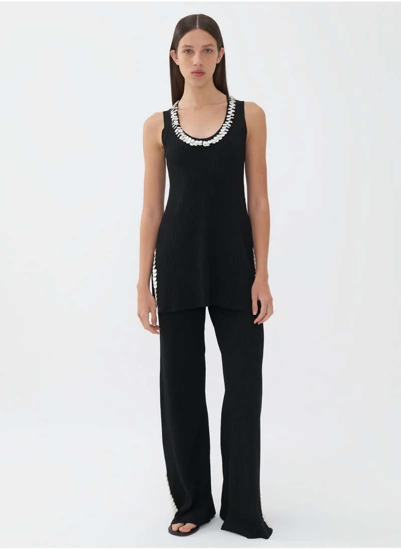 Nocturne Pearl Beaded Knitted Trousers