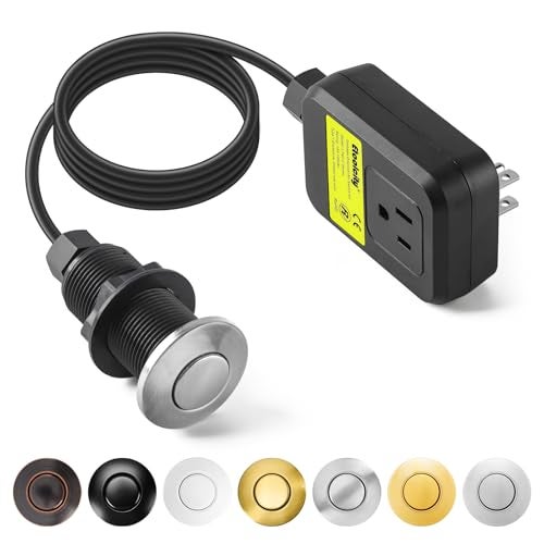 Etoolcity Garbage Disposal Air Switch Kit Sink Top Waste Disposal Long Stainless Steel Brushed Nickel On/Off Air Button Food and Waste Disposals Part by Etoolcity, UL Listed - Image 1