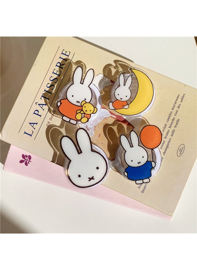 Cartoon Miffeyu For Iphone 14 Mobile Phone Case 15 For Iphone16ProMax13 Magnetic Bracket 11 Drop-resistant Case 12-Color:Acrylic Magnetic Miffy Rabbit Family Ball + Rabbit Head Stand-Applicable Models:For Iphone 13