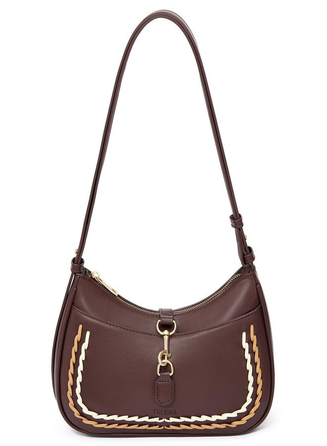Telena Shoulder Bag for Women, Small Shoulder Purse Vegan Leather Hobo Handbag with Adjustable Strap Red Brown - Image 1