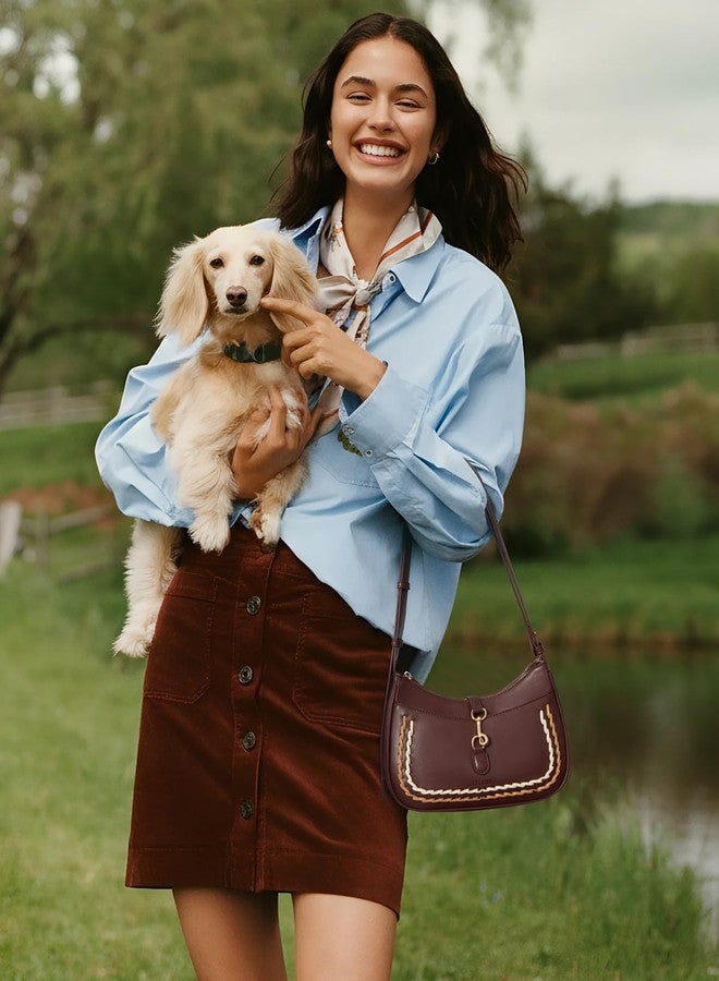 Telena Shoulder Bag for Women, Small Shoulder Purse Vegan Leather Hobo Handbag with Adjustable Strap Red Brown - Image 2