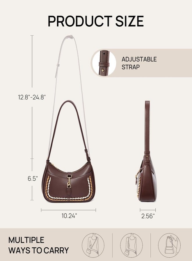 Telena Shoulder Bag for Women, Small Shoulder Purse Vegan Leather Hobo Handbag with Adjustable Strap Red Brown - Image 3