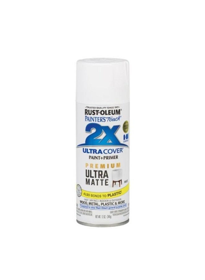 RUST-OLEUM Painter's Touch 2X Ultra Cover Ultra Matte Spray Paint and Primer White 12oz - Image 4