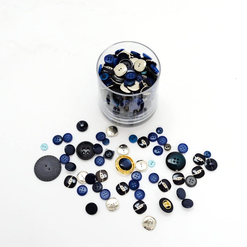 Assorted Shapes  Sized Buttons 250g Navy