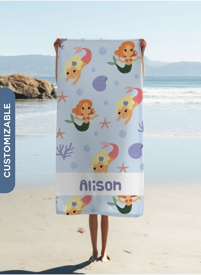 Share the Love Personalised Beach Towel - Little Mermaid Design Towel (90x180cm)  - Image 1