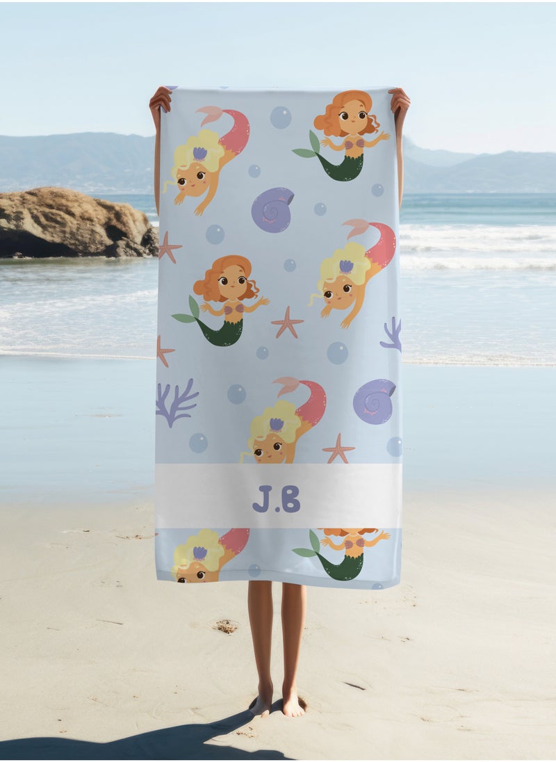 Share the Love Personalised Beach Towel - Little Mermaid Design Towel (90x180cm)  - Image 3