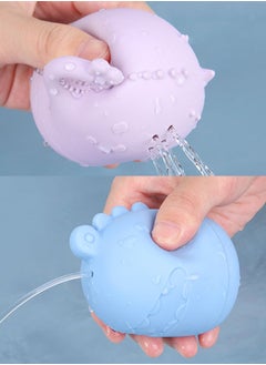 HieerBus Silicone Baby Bath Toys, Mold Free Squirty Bath Pool Toy for Toddlers, Preschool Bath Toys for Infants, Non-Toxic Bathtub Toys for Babies 6 Months+, Blue+Purple  - Image 1