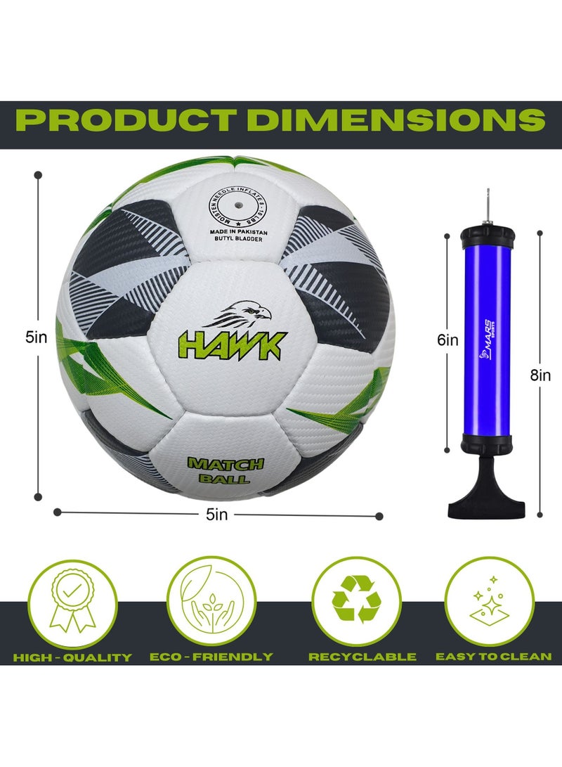 Hawk Match Football Soccer Ball With Air Pump & Accessories - Image 2