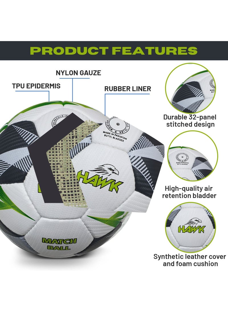 Hawk Match Football Soccer Ball With Air Pump & Accessories - Image 4