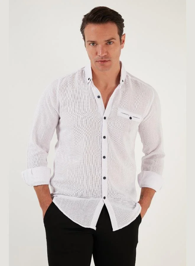 Buratti  Buratti 100% Cotton Slim Fit Long Sleeve Shirt Men's SHIRT CF21S111498 for Men | Best Price UAE