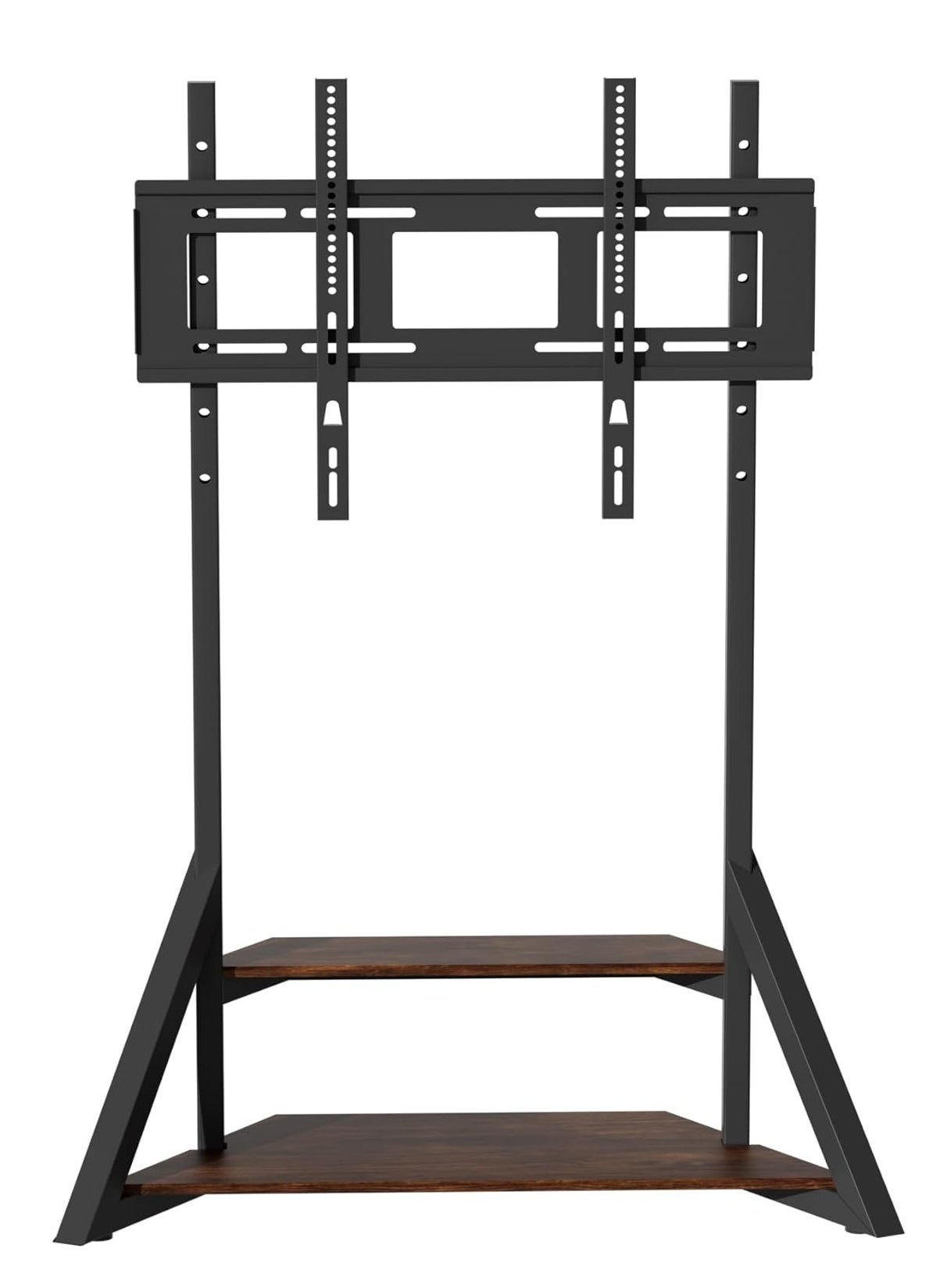 Floor TV Stand with Mount: Black TV Stand 2 Tier for 40-75 inch TV Table with Open Storage Floor TV Screen Holder Holds up to 80KG Max VESA 600x400MM 