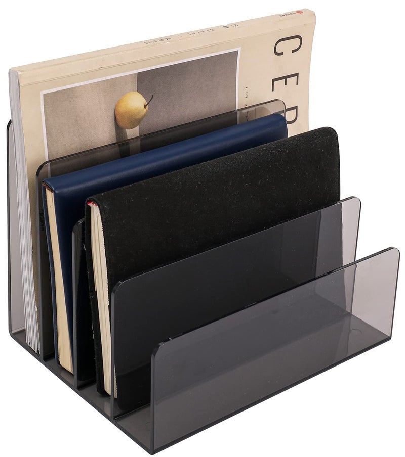 Sooyee File Organizer for Desk, Mail Organizer Countertop,4-Section File Holder for Home Office,Book Organizer,Acrylic Desk Organizer for Letter, Document, Notebook, Binder, Purse, Palette,Clear - Image 2