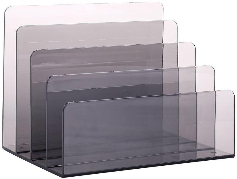 Sooyee File Organizer for Desk, Mail Organizer Countertop,4-Section File Holder for Home Office,Book Organizer,Acrylic Desk Organizer for Letter, Document, Notebook, Binder, Purse, Palette,Clear - Image 1