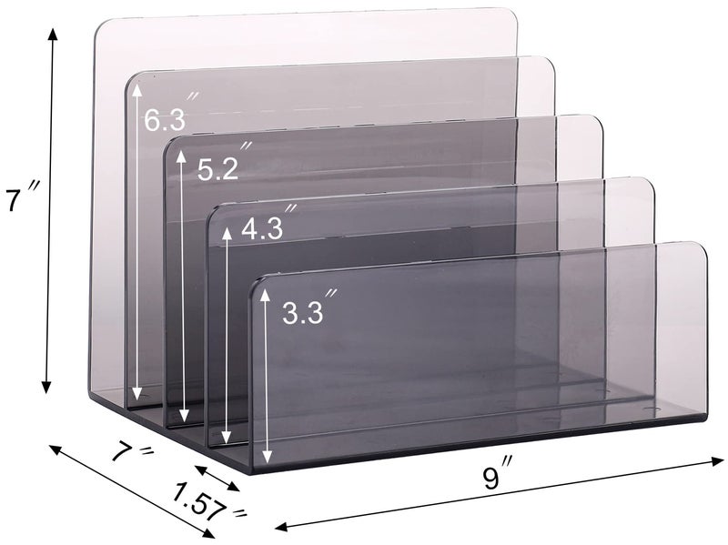 Sooyee File Organizer for Desk, Mail Organizer Countertop,4-Section File Holder for Home Office,Book Organizer,Acrylic Desk Organizer for Letter, Document, Notebook, Binder, Purse, Palette,Clear - Image 5