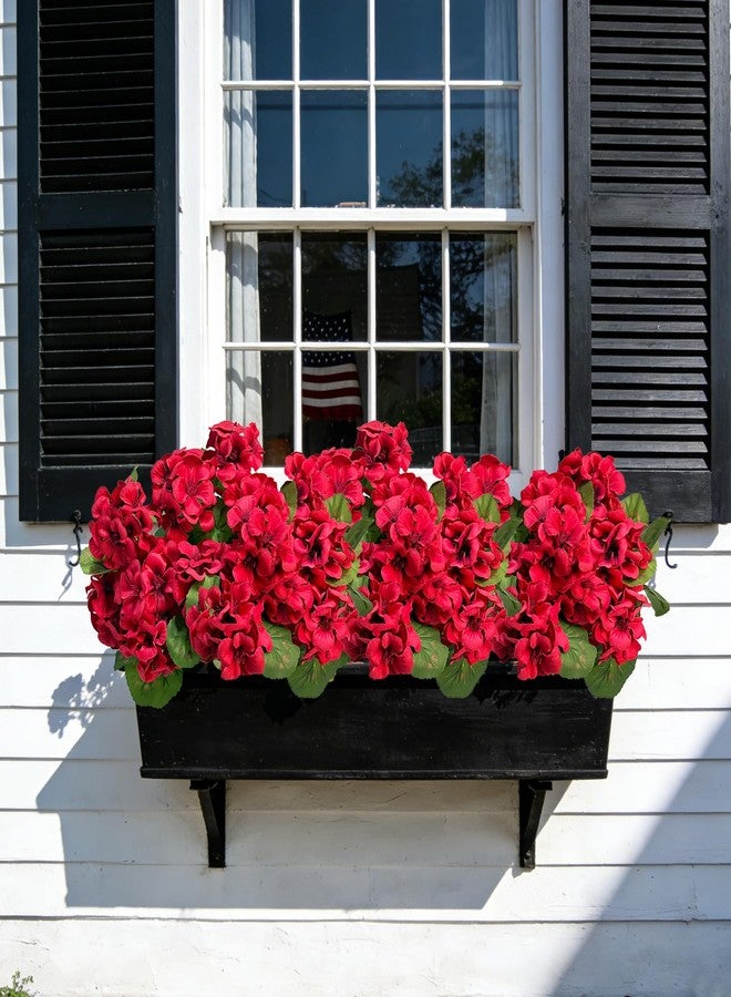 Roberly 6 Pcs Artificial Flowers for Outdoors, Red Fake Geranium Flowers UV Resistant Realistic Silk Faux Plants for Spring Summer Front Door Yard Window Box Indoor Home Decor - Image 5