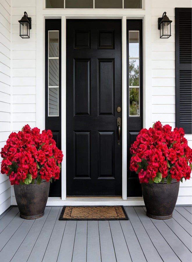 Roberly 6 Pcs Artificial Flowers for Outdoors, Red Fake Geranium Flowers UV Resistant Realistic Silk Faux Plants for Spring Summer Front Door Yard Window Box Indoor Home Decor - Image 4