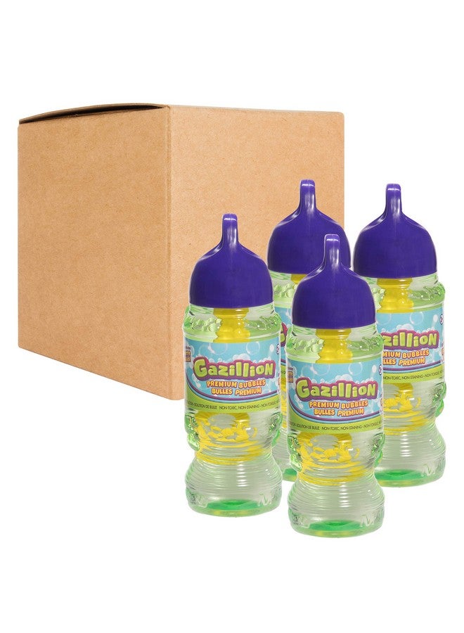 غازليون فقاعات 10 أونصة، عبوة من 4 قطع + 4 أعواد فقاعات متعددة، غير سامة، فقاعات تدوم طويلاً، رائعة لحفلات الأطفال، من سن 3 سنوات فما فوق