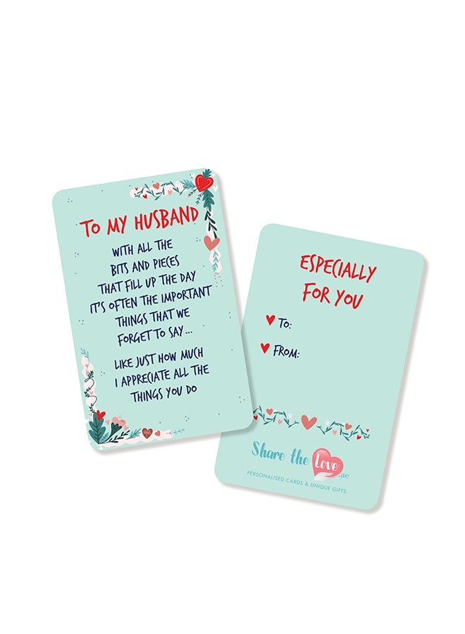 Share the Love Husband Affection Greeting Card – Romantic & Heartfelt Love Wallet Card for Husband, Perfect for Birthday, Anniversary, Valentine’s Day & Special Occasions