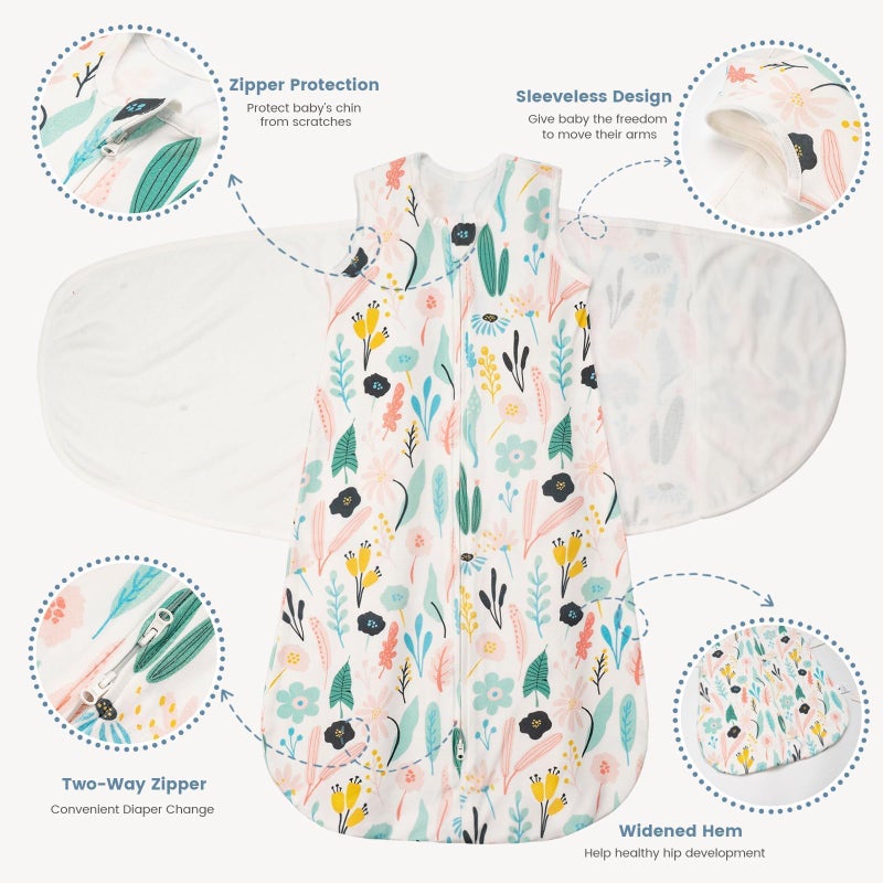 ZIGJOY Sleep Sack Swaddle 1.0 Tog Baby Wearable Blanket 100% Cotton Baby Swaddle Blanket for Newborns 0-6 Months Green&Tropical Rainforest - Image 2