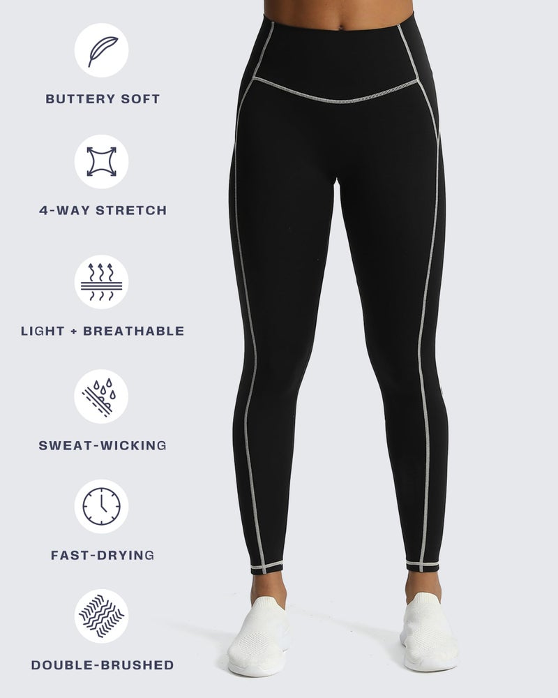 Aoxjox Workout Leggings for Women High Waisted Lexi Lined Exercise Athletic Gym Fitness Yoga Pants 26" (Black/Mink, Small) - Image 4
