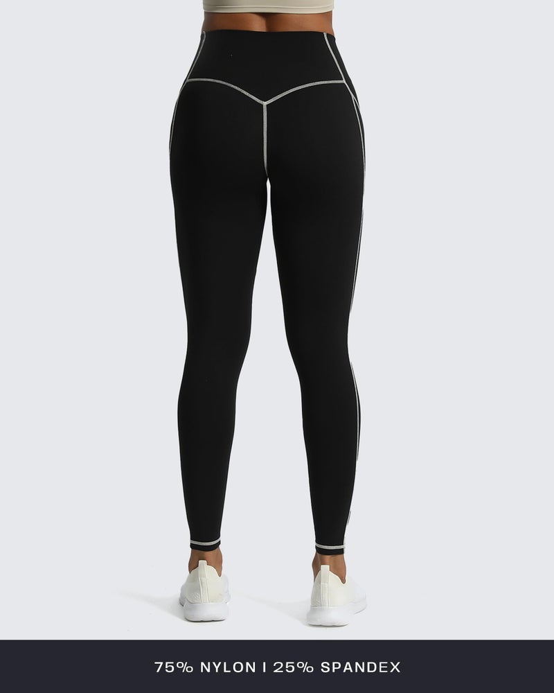 Aoxjox Workout Leggings for Women High Waisted Lexi Lined Exercise Athletic Gym Fitness Yoga Pants 26" (Black/Mink, Small) - Image 3