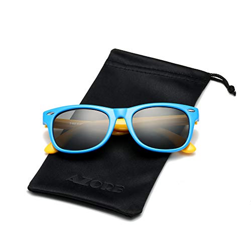 AZorb Kids Polarized Sunglasses TPEE Rubber Flexible Frame for Boys Girls Age 3-8, 100% UV Protection (Blue Yellow/Grey) - Image 4