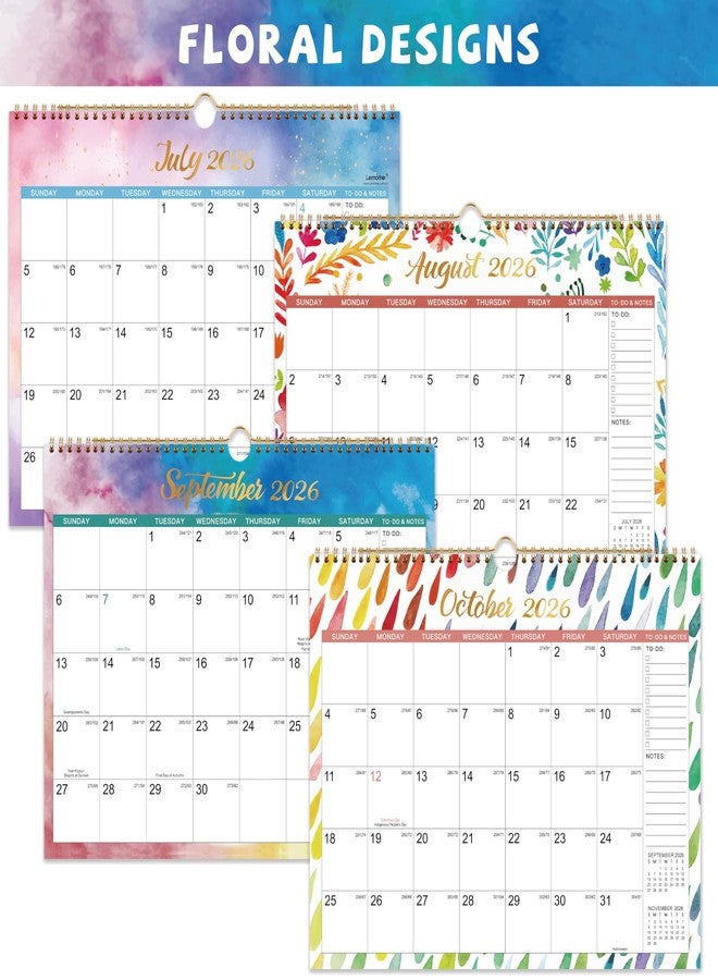 Lemome Calendar 2026-2027 - 18 Months Wall Calendar 2026-2027 from Jul. 2026 - Dec. 2027, Wall Calendars 2026-2027 14.8'' x 11.5'', Calendar with Julian Date, Thick Paper, Large Block - Image 2