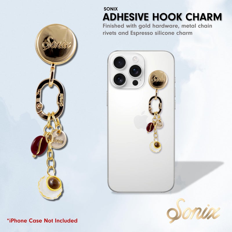 Sonix Phone Charm with Adhesive Hook | Smartphone Charm Hook with Carabiner Ring and Unique Charms | Espresso - Image 2