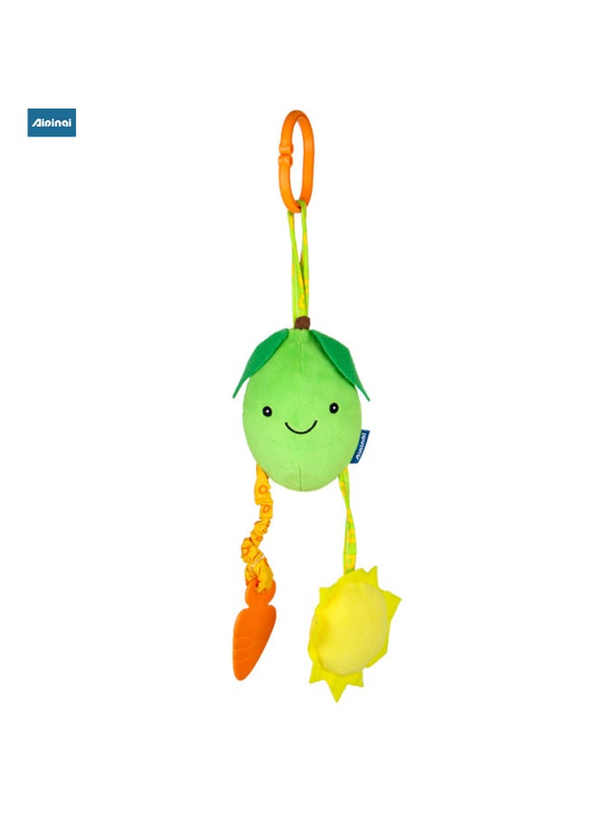 Baby Wind Chimes Stroller Pendant Baby Soothing Plush Three-piece Toy Fruit Rattle With Teether-Color:APQ Green Jujube Car Hanging - Image 5