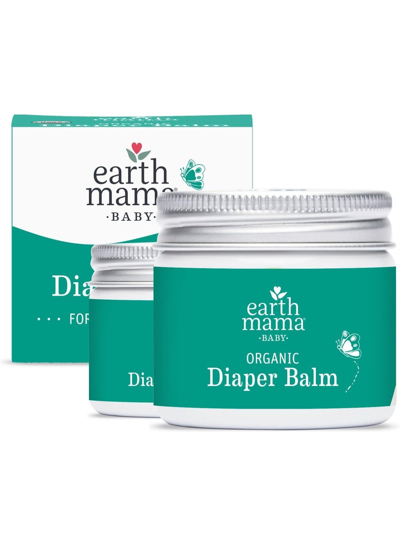 بلسم حفاضات عضوي 2 أونصة | كريم حفاضات للأطفال | معتمد من EWG، خالٍ من البترول والعطور الاصطناعية مع زهرة الآذريون للبشرة الحساسة (عبوة من قطعتين)