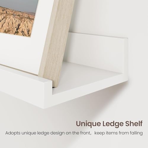 Streem Sheesham Wood Floating Shelves, Wall Shelves Set of 3, Picture Shelf Photo Ledge Shelves for Bathroom Kitchen and Bedroom,Livingroom & Office (23 inch, White) - Image 3