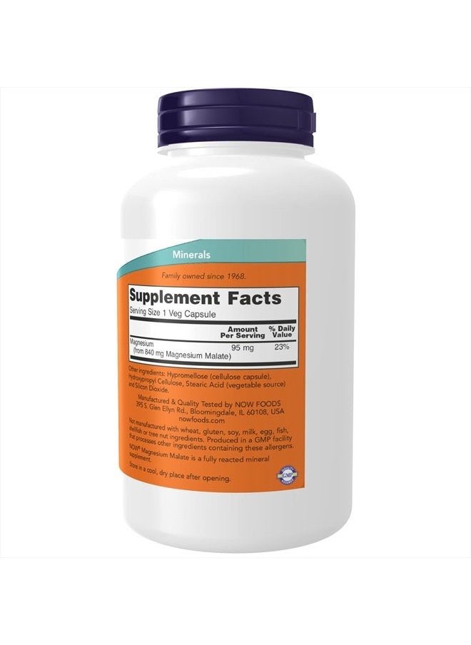 now Supplements, Magnesium Malate Caps with 95 mg of Elemental Magnesium, Nervous System Support*, 180 Veg Capsules  - Image 2