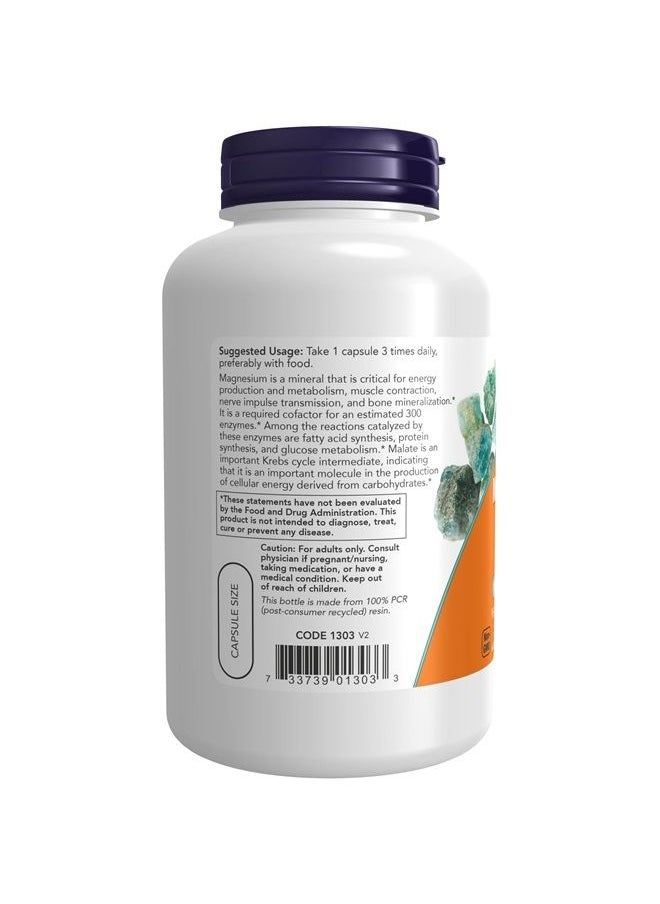 now Supplements, Magnesium Malate Caps with 95 mg of Elemental Magnesium, Nervous System Support*, 180 Veg Capsules  - Image 3
