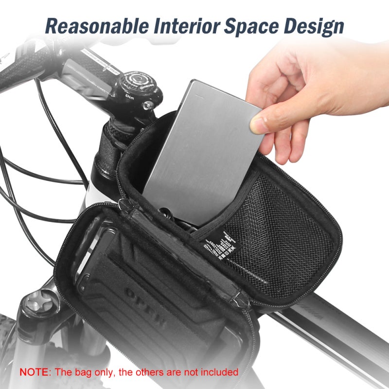WILD MAN Bike Phone Bag: 1L Black EVA Hard Shell PU Waterproof Shock-Absorbent - Touch Screen Design Bike Front Frame Bag for Cycling Outdoor Use - Image 5