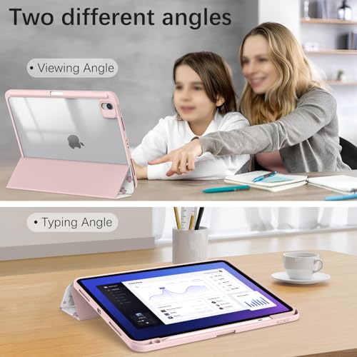 Xkladz Case for iPad Air 11 inch M4 (2026) / M3 (2025) / M2 (2024), iPad Air 5th / 4th Generation (2022/2020) 10.9 inch, Case with Pencil Holder, Clear Back Cover Pattern for Women Girls, Bow Rose - Image 2