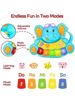 STEAM Life Educational Baby Musical Toys Light Up Baby Toys Piano Keyboard Toddler Piano With 5 Numbered Keys Plays Songs And Music Memory Game Smart Baby Elephant Piano  - Image 2