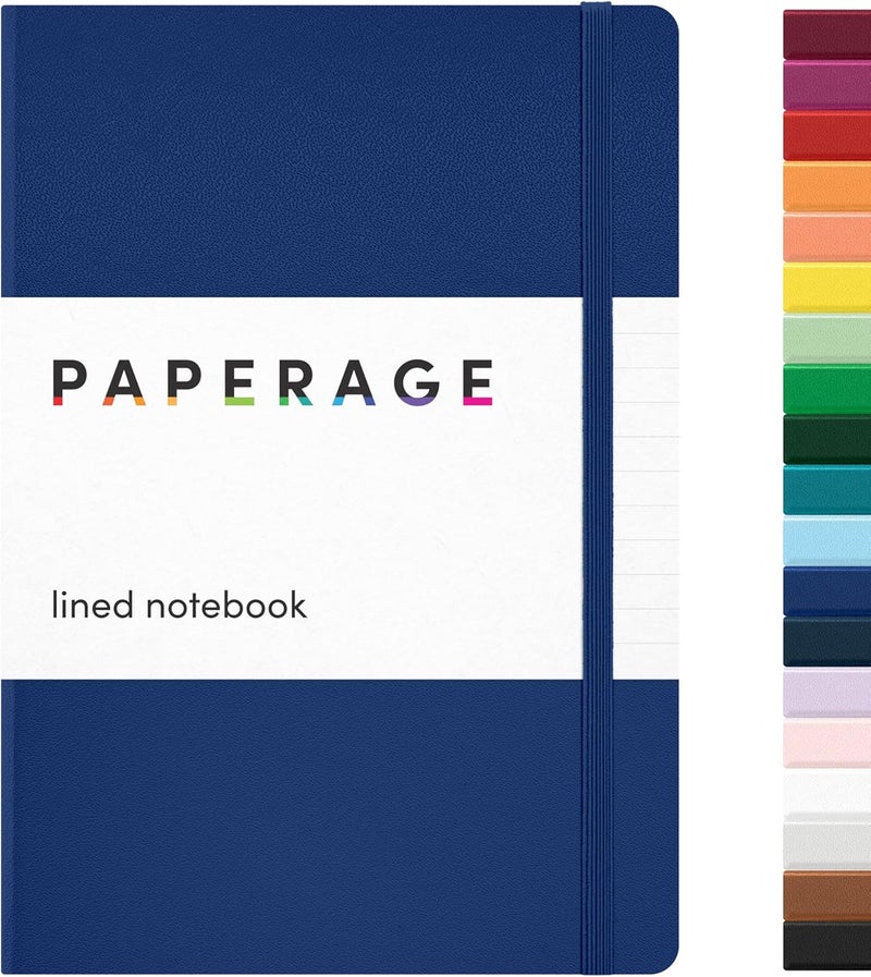 ببرج دفتر يوميات PAPERAGE مسطر، (أزرق ملكي)، 160 صفحة، مقاس متوسط 5.7 بوصة × 8 بوصة - ورق سميك 100 جرام، غلاف صلب - Image 1